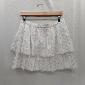 NWT Vineyard Vines Lurex Dobby Flounce White Flare A-line Short $138 Skirt Sz-M